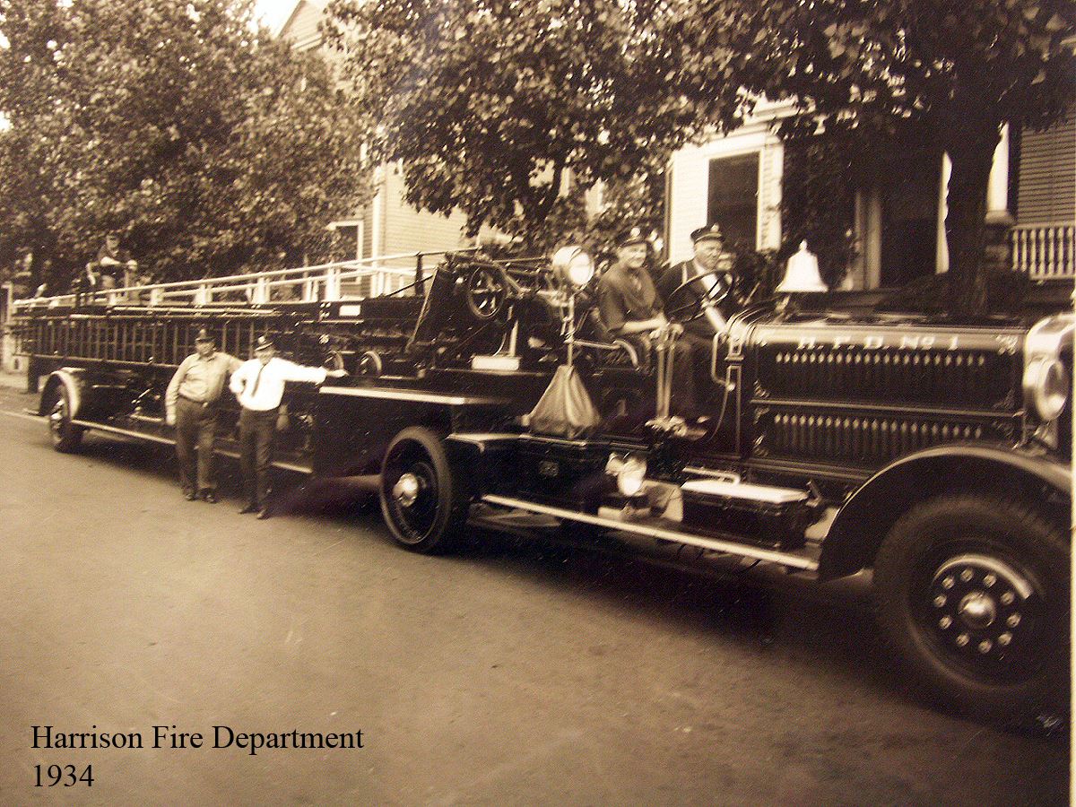 Harrison Fire Department Members and Engine in 1934