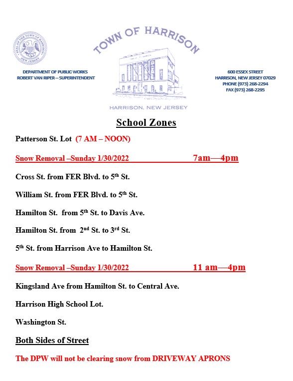 Sunday Snow Removal Schedule